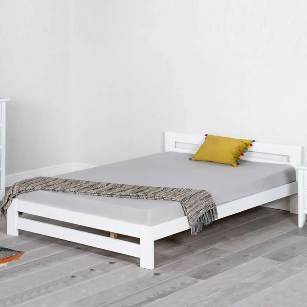 Vallejo Single Bed Frame - White, Pine Wood
