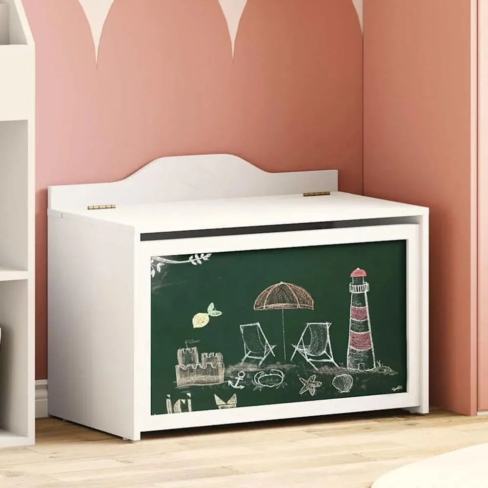 Vallejo Wooden Storage Box with Chalkboard - White image