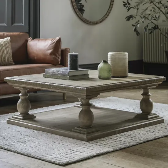 Valletta Square Coffee Table with Shelf - Natural, Pine product