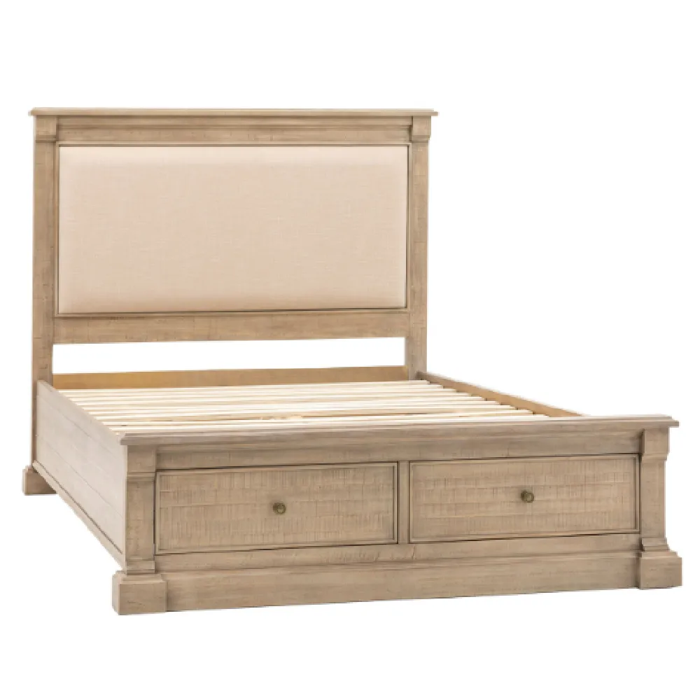 Valletta Super King Bed with 2 Drawers - Natural, Pine