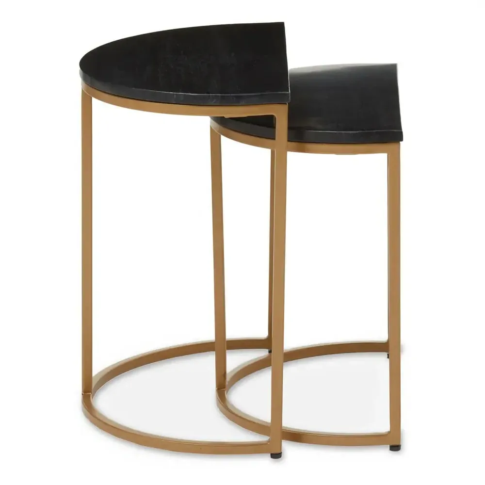 Valrico Nest of 2 Tables - Black, Marble