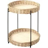 Valrico Rattan Side Table with Black Legs - Natural