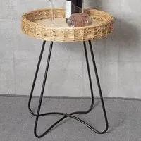 Valrico Round End Table - Natural, Rattan