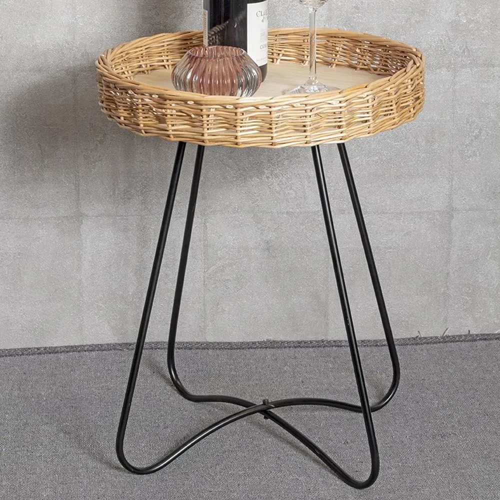 Valrico Round End Table - Natural, Rattan image