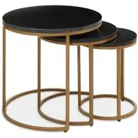 Valrico Round Nest of 3 Tables - Black, Marble