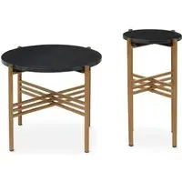 Valrico Round Nesting Side Tables - Black, Marble