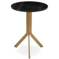Valrico Round Side Table - Black, Marble