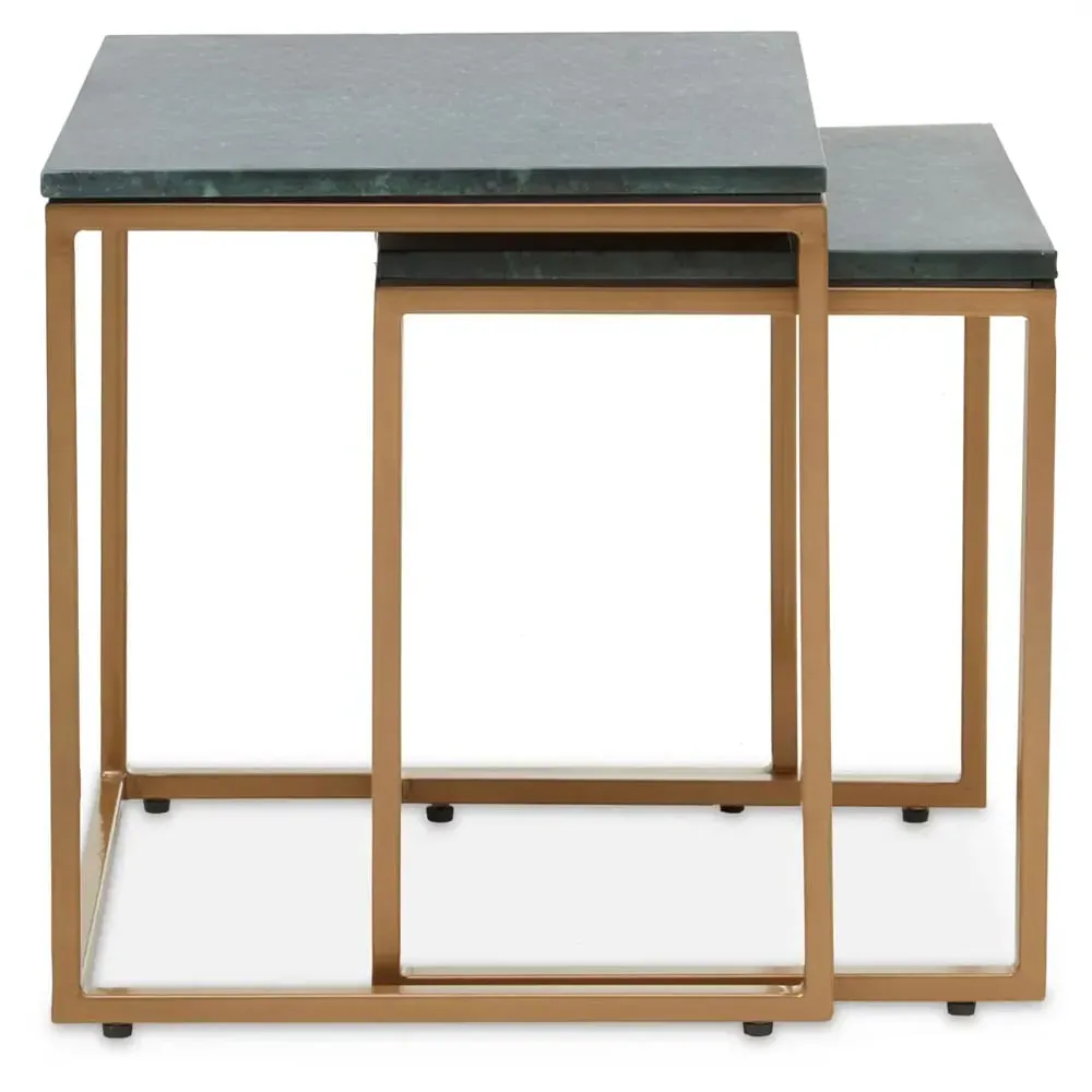 Valrico Square Nest of 2 Tables - Green, Marble image