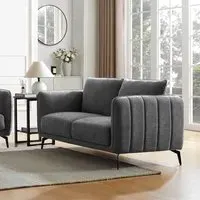 Valtesse 2-Seater Sofa with Black Legs - Grey, Fabric