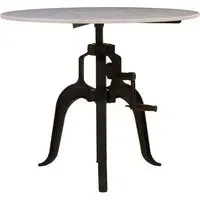 Vance 90cm Round Dining Table - White Marble, Black Iron