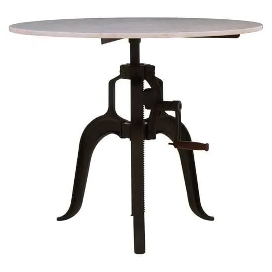 Vance 90cm Round Dining Table - White Marble, Black Iron