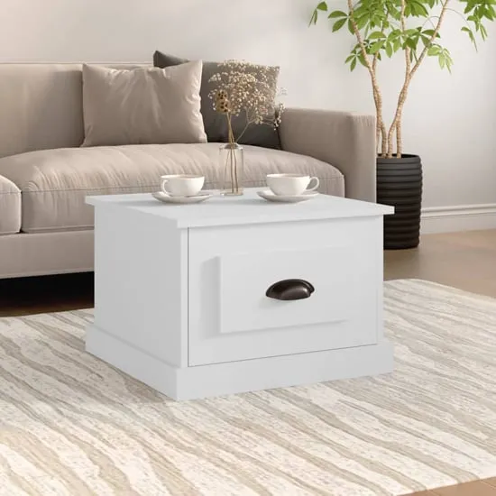 Vance Coffee Table with 1 Drawer - White, Engineered Wood