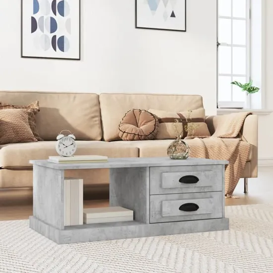 Vance Coffee Table with 2 Drawers - Concrete Effect, Wood