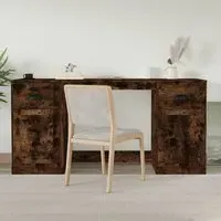 Vance Computer Desk with Storage - Smoked Oak