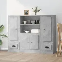 Vance Highboard with 4 Doors 2 Drawers - Concrete Effect