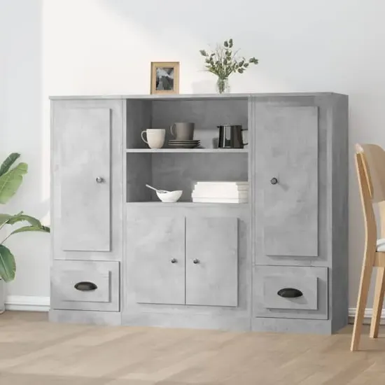 Vance Highboard with 4 Doors 2 Drawers - Concrete Effect image