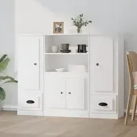 Vance Highboard with 4 Doors 2 Drawers - White, Engineered Wood