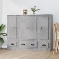 Vance Highboard with 4 Doors 3 Drawers - Concrete Effect