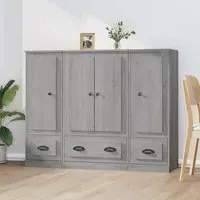Vance Highboard with 4 Doors 3 Drawers - Grey Sonoma Oak, Engineered Wood