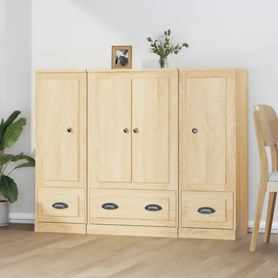 Vance Highboard with 4 Doors & 3 Drawers - Sonoma Oak, Engineered Wood product
