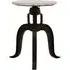 Vance Round Adjustable Bar Stool - White Marble, Black Metal