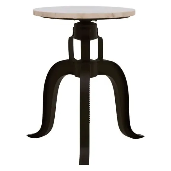 Vance Round Adjustable Bar Stool - White Marble, Black Metal image