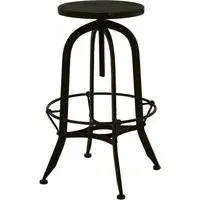 Vance Round Bar Stool - Green Marble, Black Iron Frame