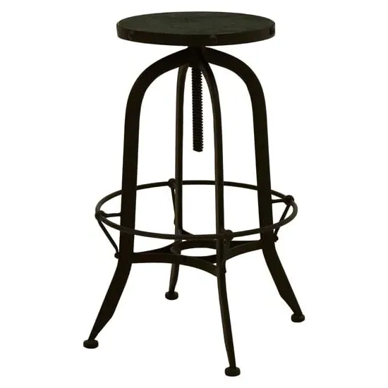 Vance Round Bar Stool - Green Marble, Black Iron Frame