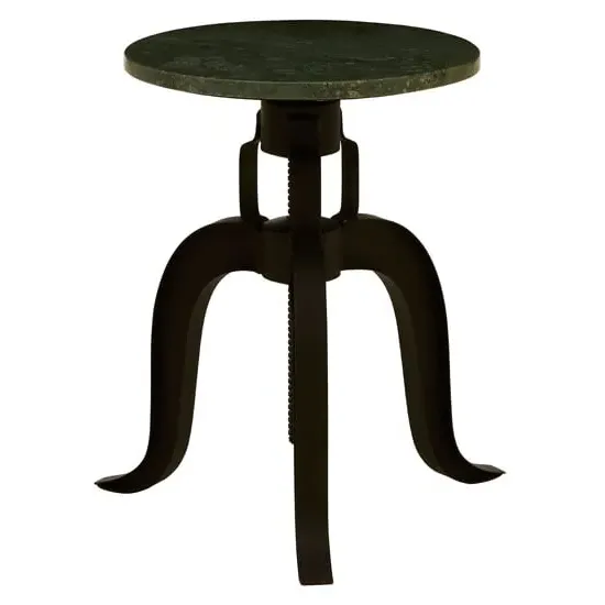 Vance Round Bar Stool - Green Marble, Black Metal image
