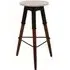Vance Round Bar Stool - White Marble, Dark Wood