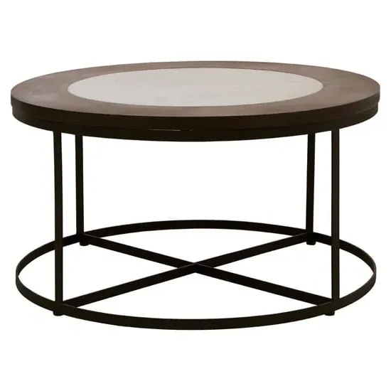 Vance Round Side Table - White, Marble image