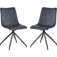 Vandale Swivel Dining Chairs in Pair - Black, PU Leather alternate view