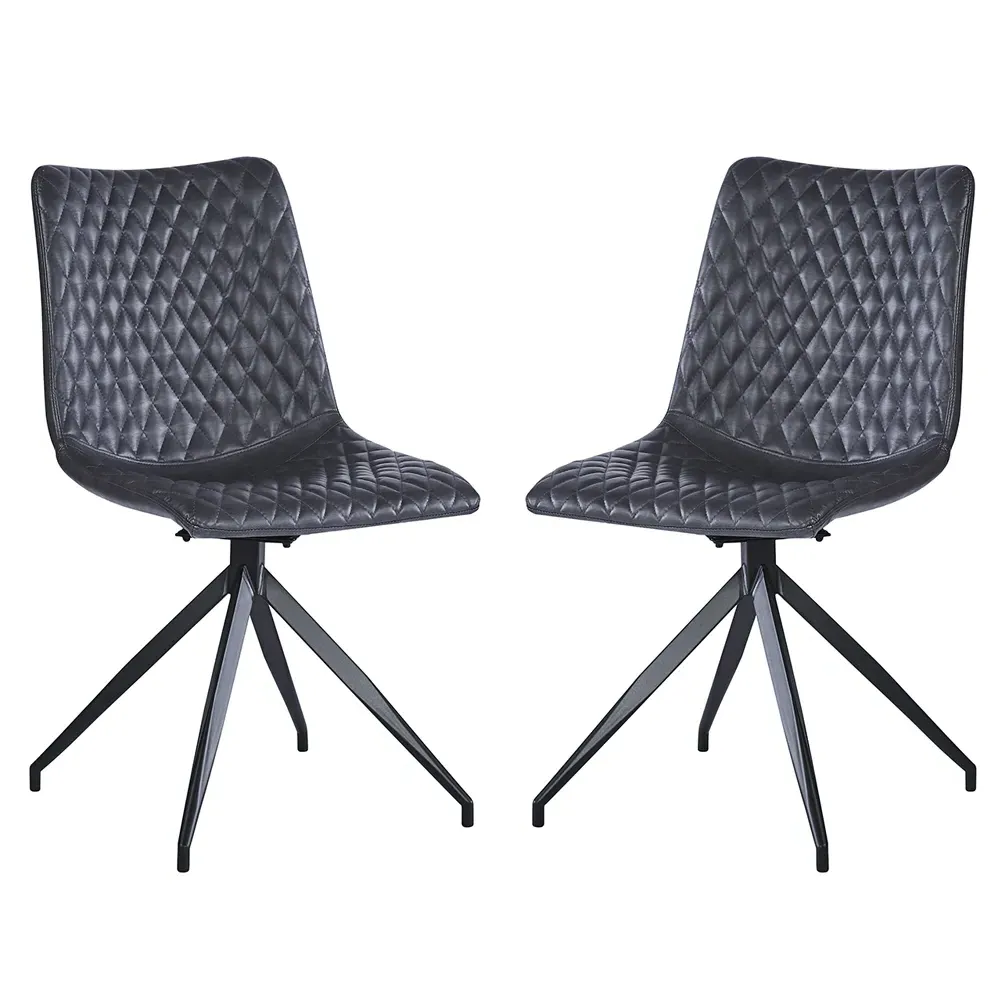 Vandale Swivel Dining Chairs in Pair - Black, PU Leather product
