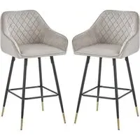 Vandalia Bar Chairs with Metal Legs - Mink, Velvet