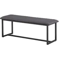 Vandalia Dining Bench with Metal Frame - Grey, PU Leather