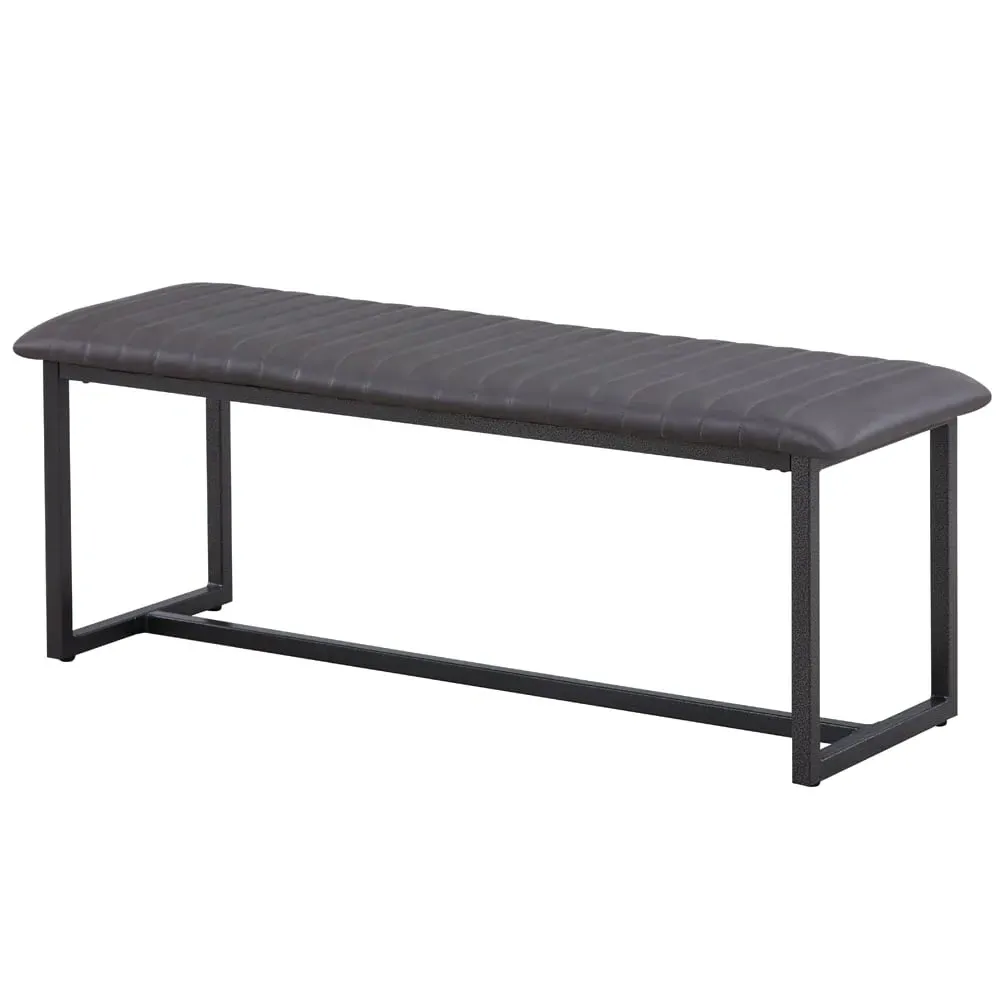 Vandalia Dining Bench with Metal Frame - Grey, PU Leather
