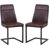 Vandalia Dining Chairs Pair - Vintage Brown, PU Leather