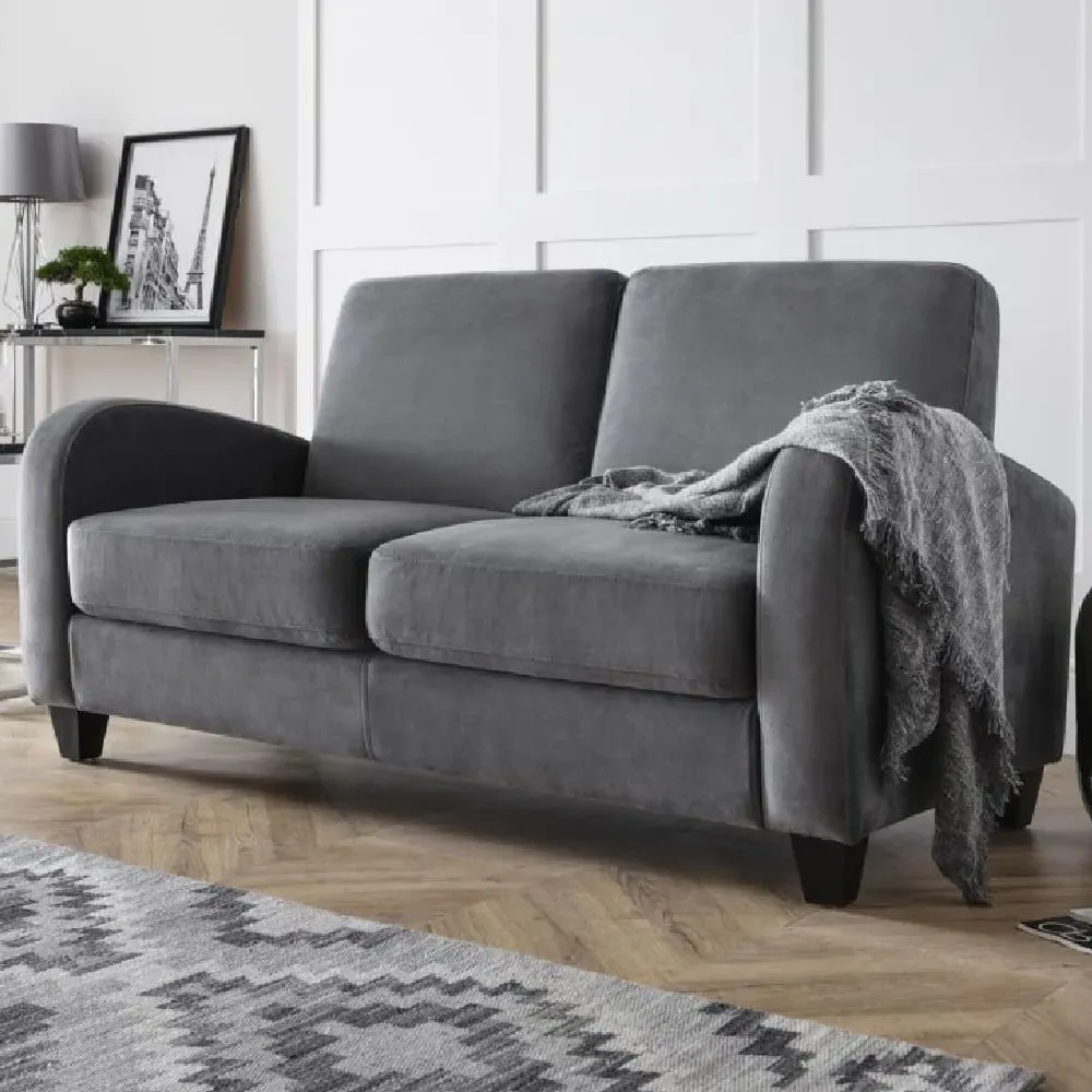 Varali 3-Seater Sofa with Black Legs - Dusk Grey, Fabric