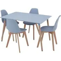 Varbor Rectangular Dining Table with 4 Chairs - Grey, Beechwood
