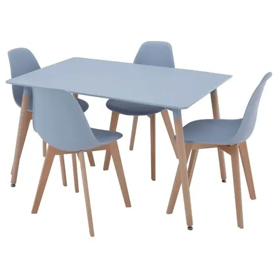 Varbor Rectangular Dining Table with 4 Chairs - Grey, Beechwood image