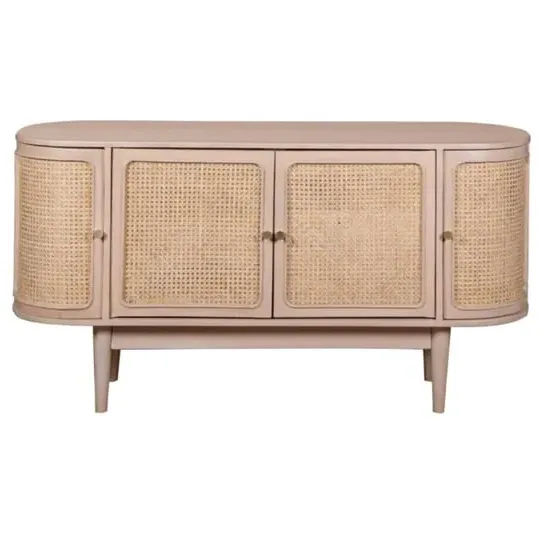 Varese Cane and Mango Wood Sideboard with 4 Doors - Oak image