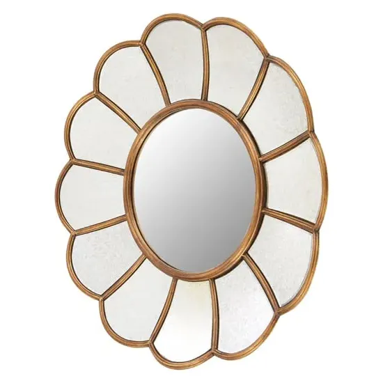 Varian Floral Wall Mirror - Gold, Metal image