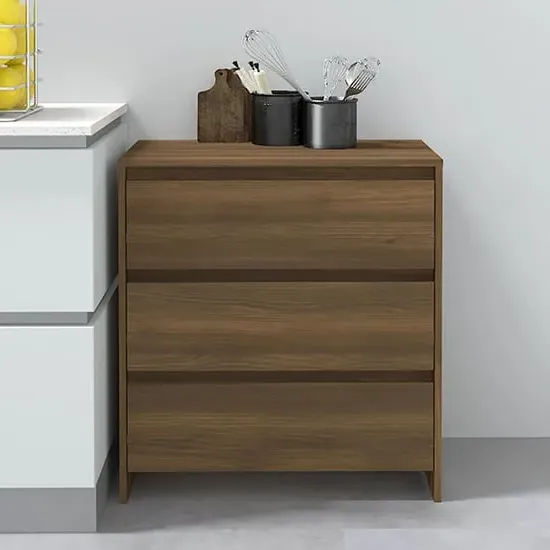 Variel 3-Drawer Chest of Drawers - Brown Oak, Engineered Wood
