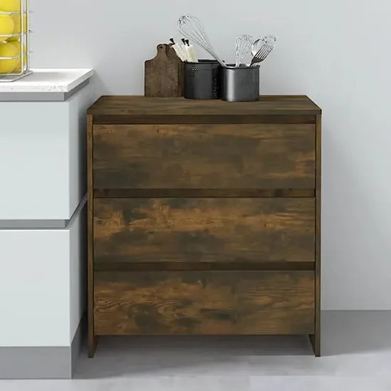 Variel 3-Drawer Chest of Drawers - Smoked Oak, Engineered Wood