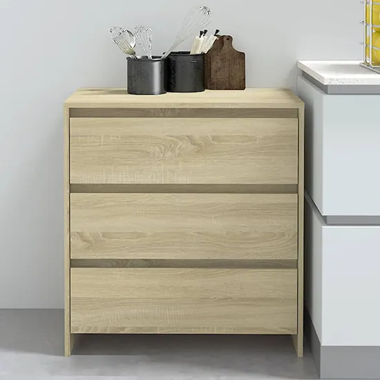 Variel 3-Drawer Chest - Sonoma Oak, Engineered Wood product