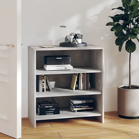 Variel 3-Shelf Bookcase - Concrete Effect, Engineered Wood image