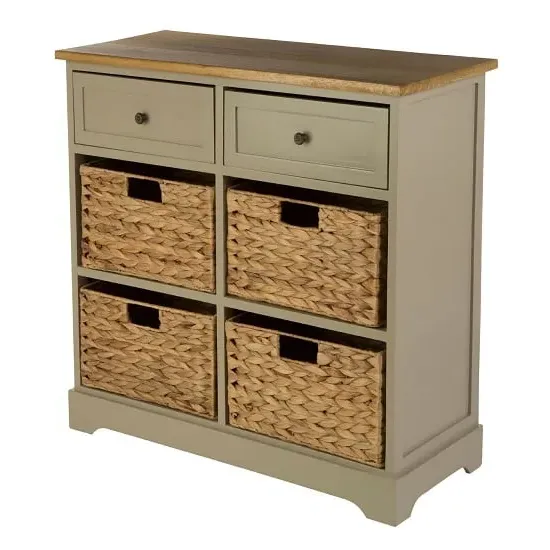 Varmora 6-Drawer Storage Chest - Grey, Oak