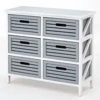 Varmora 6-Drawer Storage Unit - White, Grey