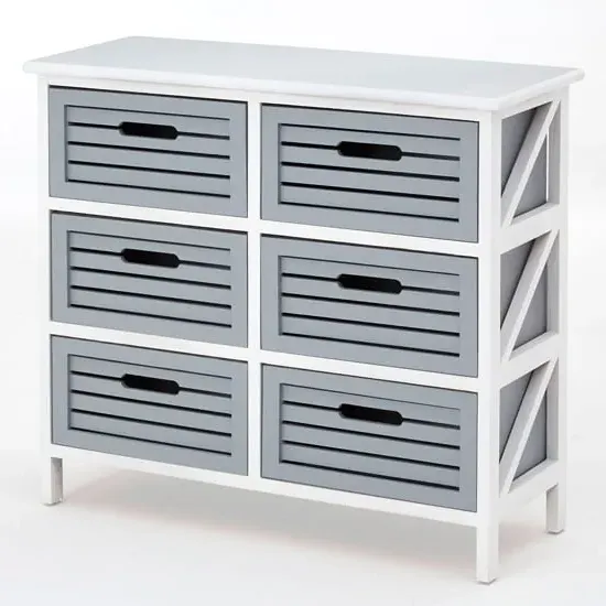 Varmora 6-Drawer Storage Unit - White, Grey