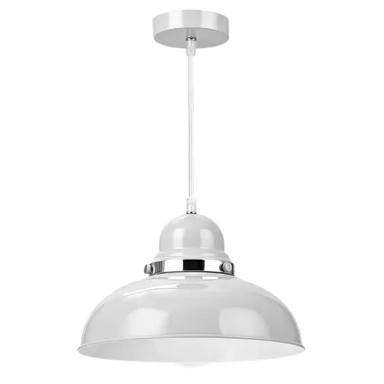 Varmora Round Bowl Pendant Light - Grey, Metal image